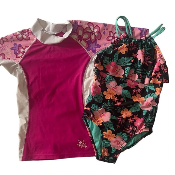 Tuga Rash Guard Girls Size 4/5 Wonder Nation One Piece Swim Suit Size 4/5 - Picture 2 of 16